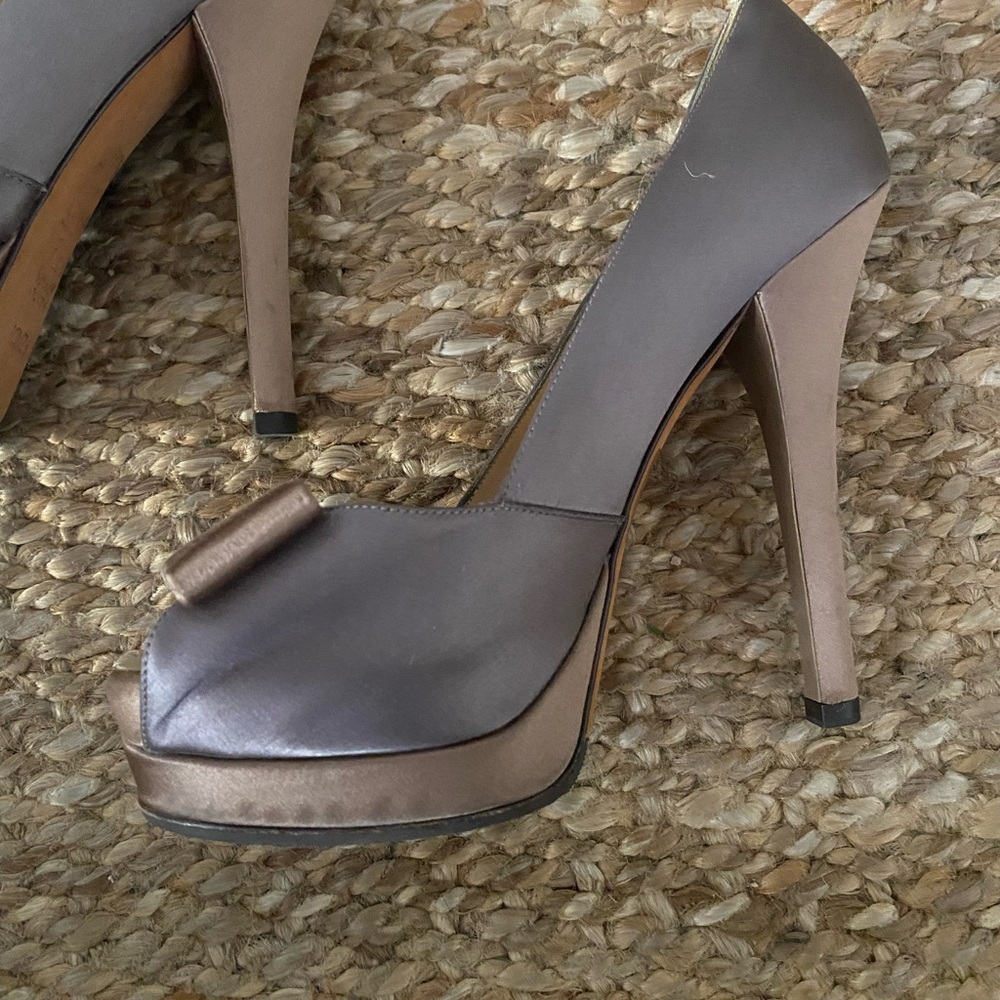 Fendi Women's Taupe Peep Toe Heels - Picture 3 of 8